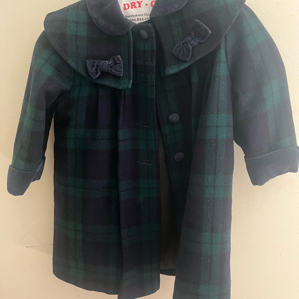 Vintage Plaid Kids Coat & hat- Green and Navy